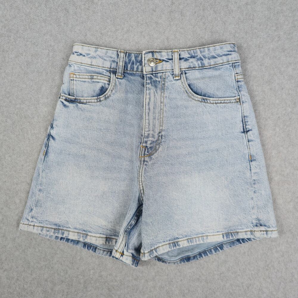 Zara Womens Size 2 High Rise Light Wash Denim Jean Shorts 24" waist